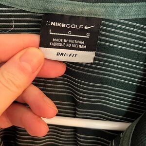 Nike golf men’s size large green stripe polo t shirt